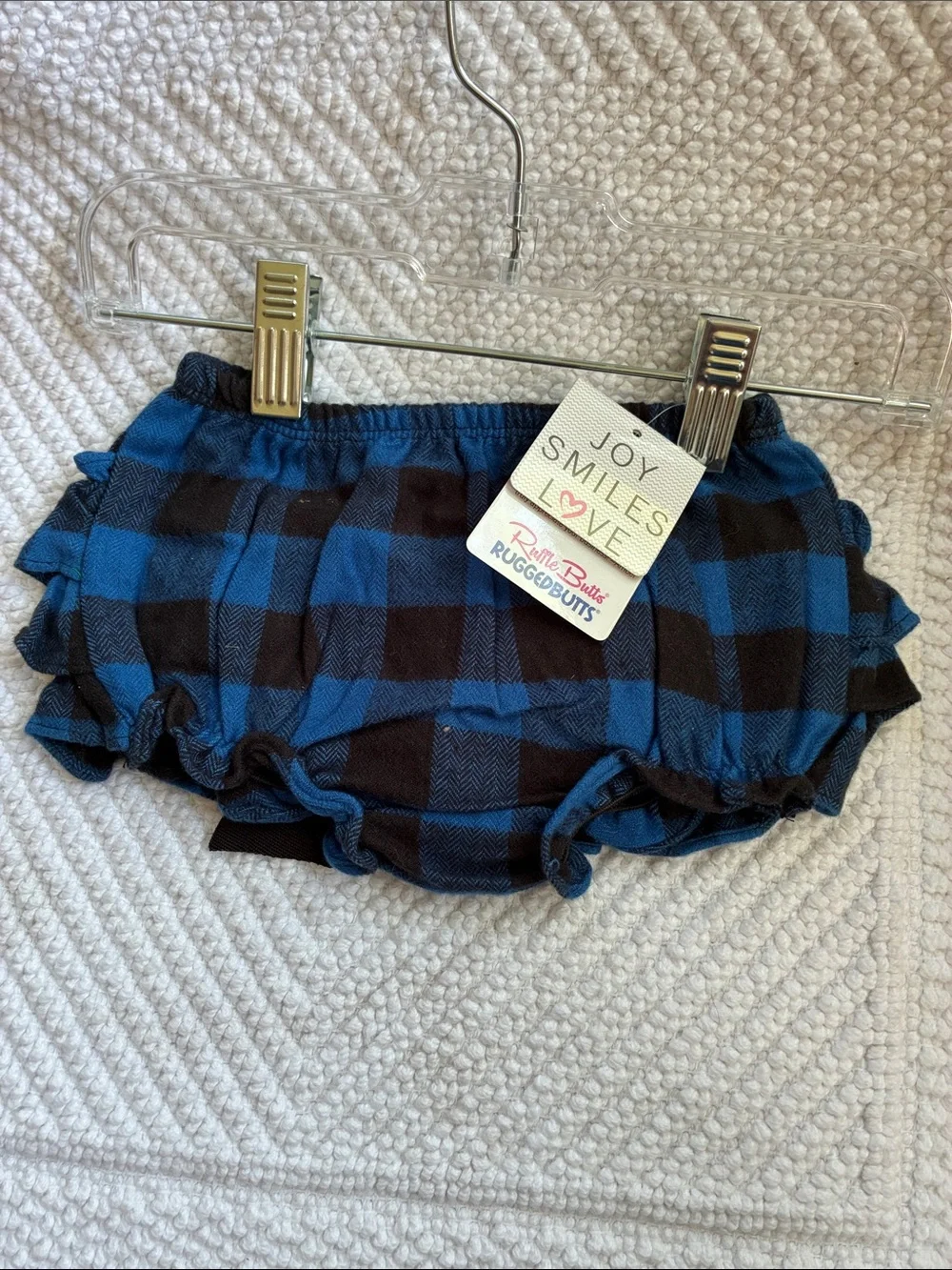 RuffleButts Sapphire & Black Ruffled Bloomer with Bow